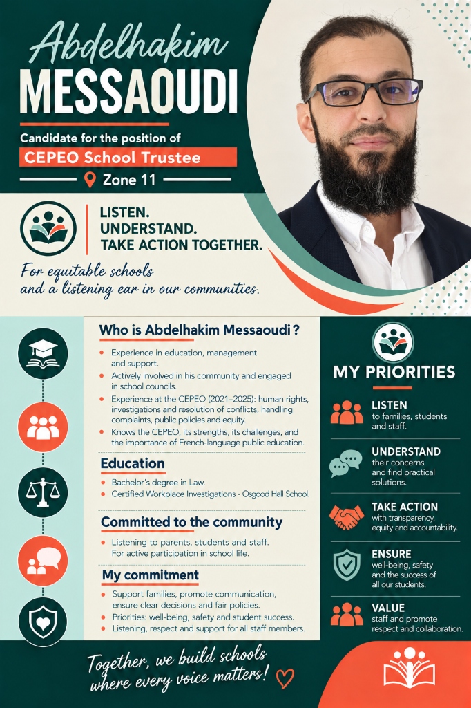 Official campaign flyer in English - Abdelhakim Messaoudi CEPEO Zone 11